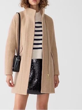 J.CREW Cocoon City Coat Wool Blend Full Zip Winter Pea Coat Tan Khaki Size 4